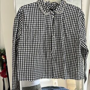 J. Crew Black and White Gingham Button Down Shirt